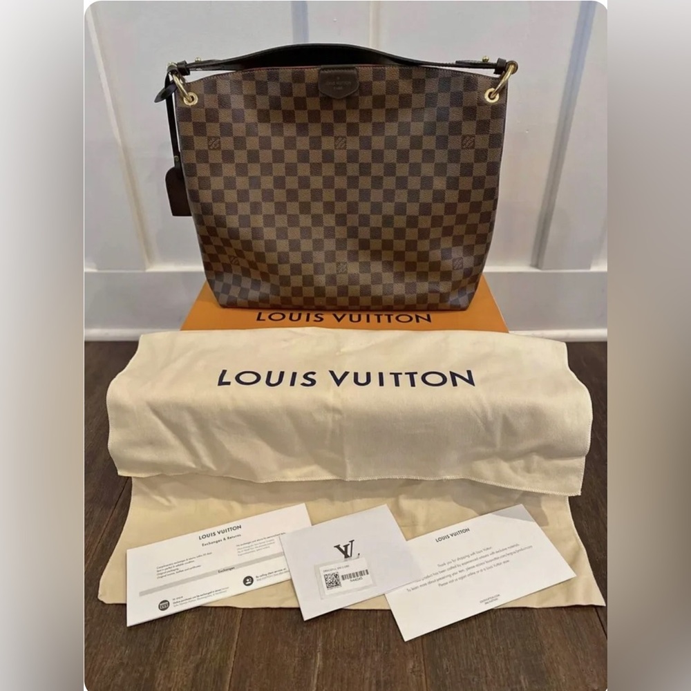 Louis Vuitton Brown Checkered Hobo Bag